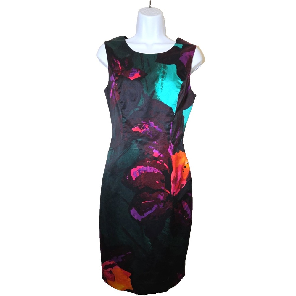 Milly‎ Cocktail Dress Italian Fabric Polished Cotton Abstract Floral Size 4